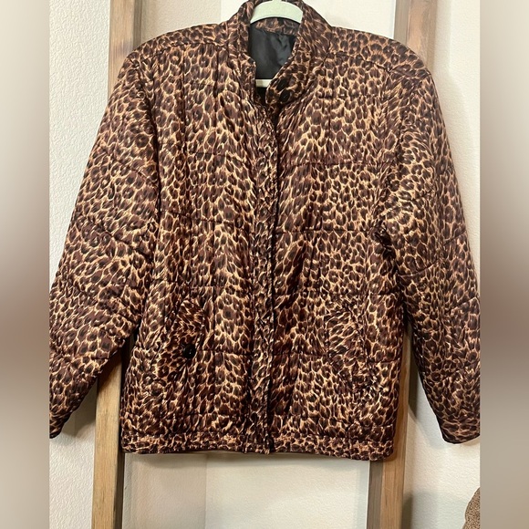 Animal Print Satin Bomber Jacket SzM - Picture 1 of 10